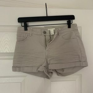 Light Grey High-Waisted Jean Shorts
